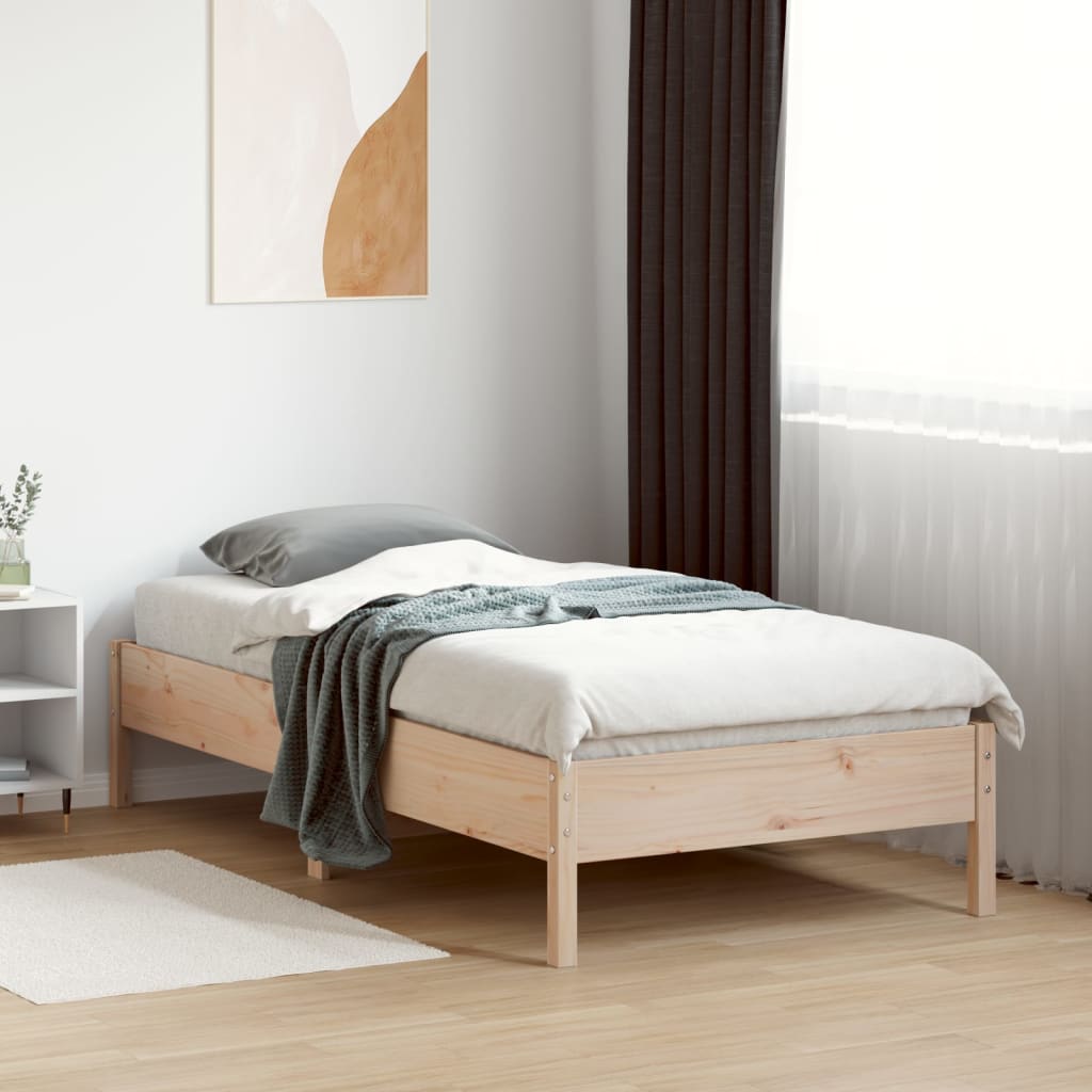 Solid wood bed without mattress 75x190 cm pinewood