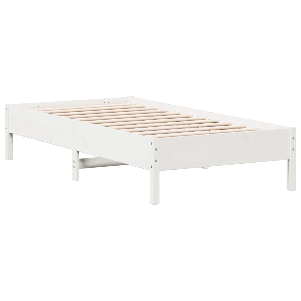 Solid wood bed without mattress white 75x190 cm pinewood