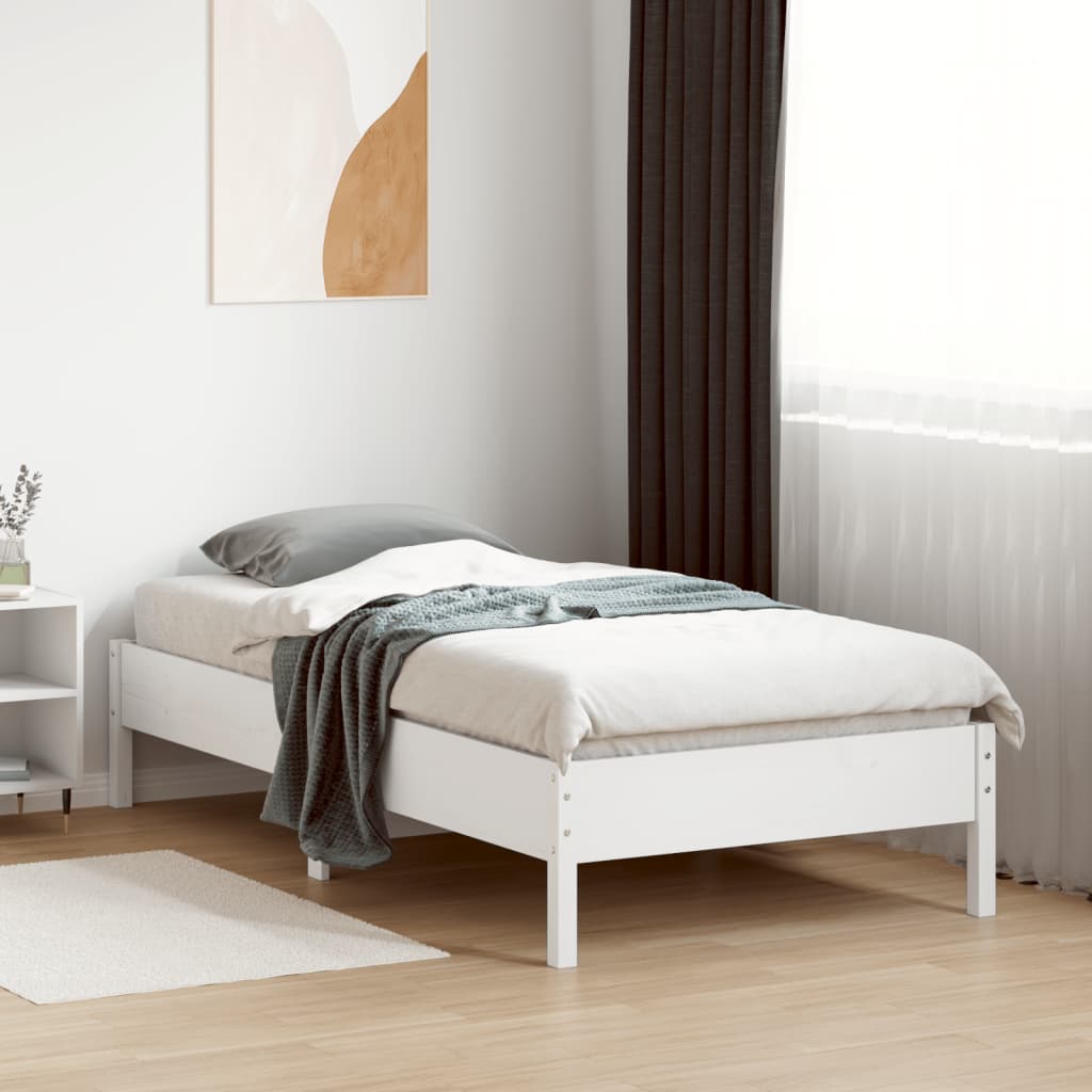 Solid wood bed without mattress white 75x190 cm pinewood