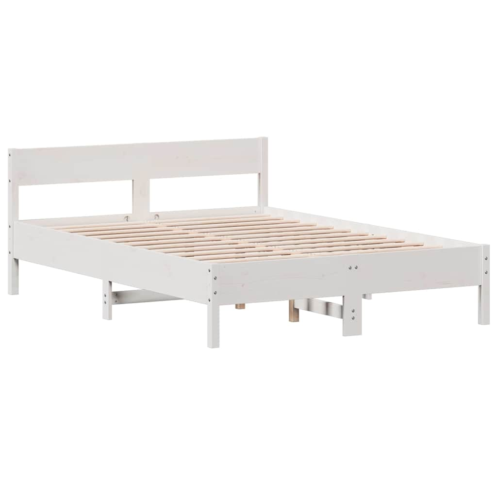 Solid wood bed without mattress white 160x200 pinewood