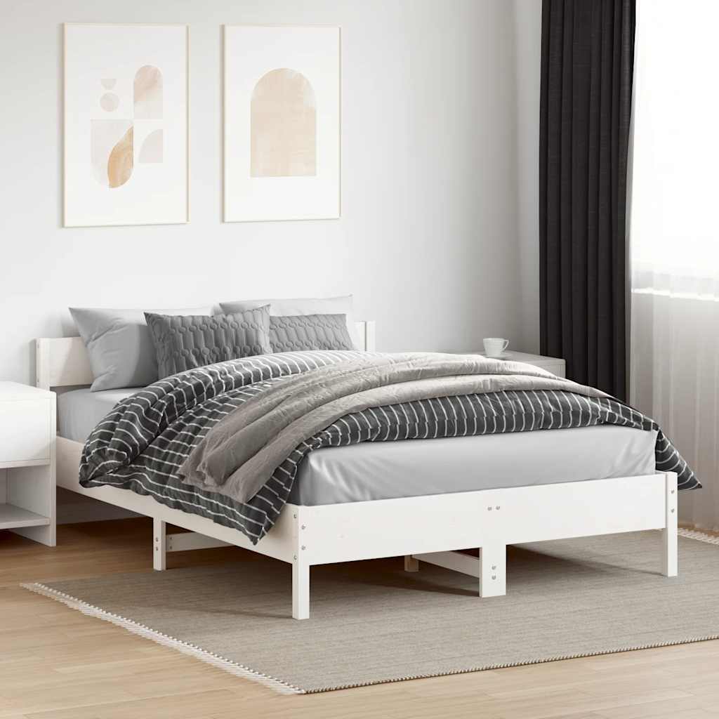 Solid wood bed without mattress white 160x200 pinewood