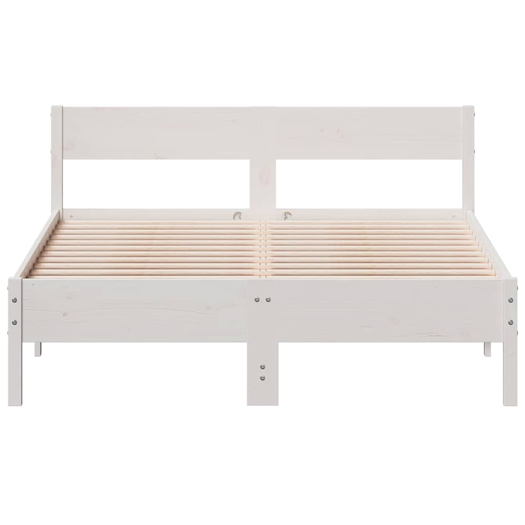 Solid wood bed without mattress white 160x200 pinewood