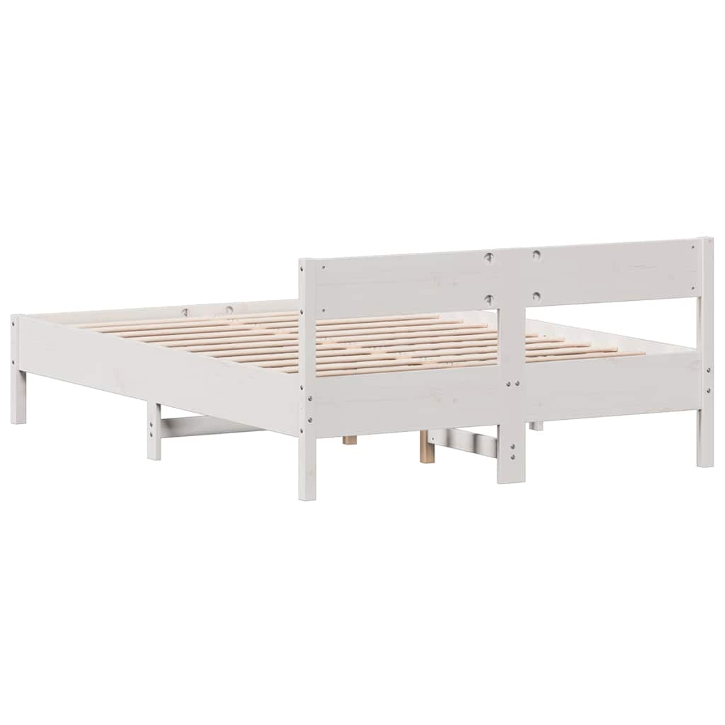 Solid wood bed without mattress white 160x200 pinewood