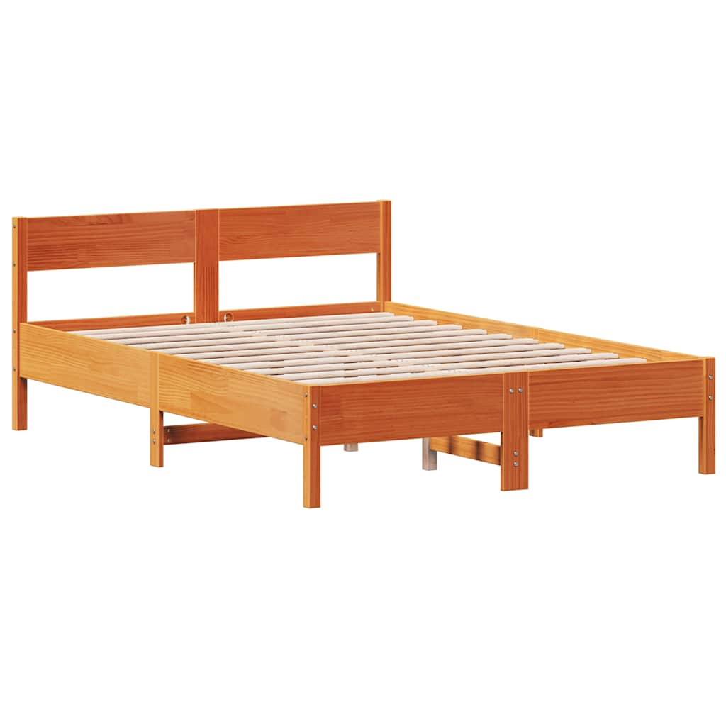 Solid wood bed without mattress wax brown 160x200 pinewood