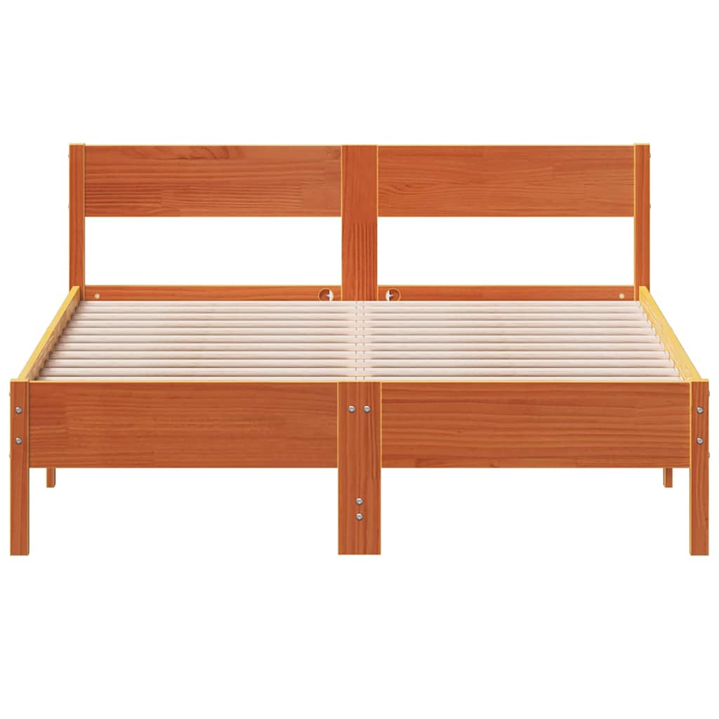 Solid wood bed without mattress wax brown 160x200 pinewood