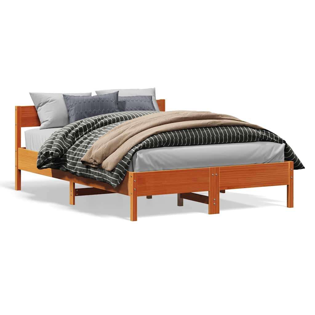 Solid wood bed without mattress wax brown 160x200 pinewood