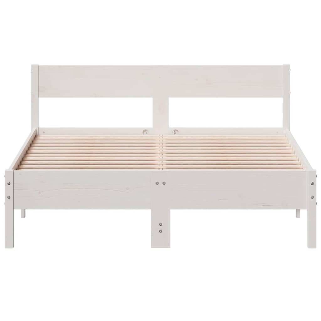 Solid wood bed without mattress white 150x200 cm pinewood