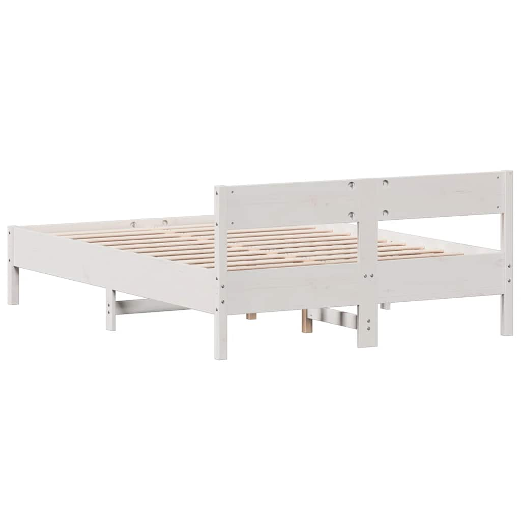 Solid wood bed without mattress white 150x200 cm pinewood