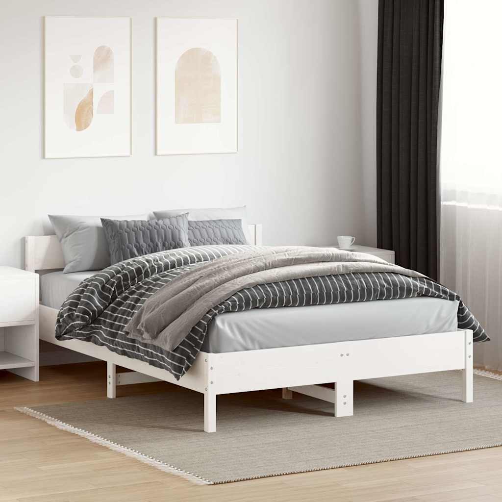 Solid wood bed without mattress white 140x200 cm pinewood