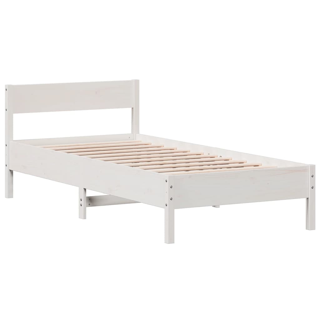 Solid wood bed without mattress white 100x200 cm pinewood