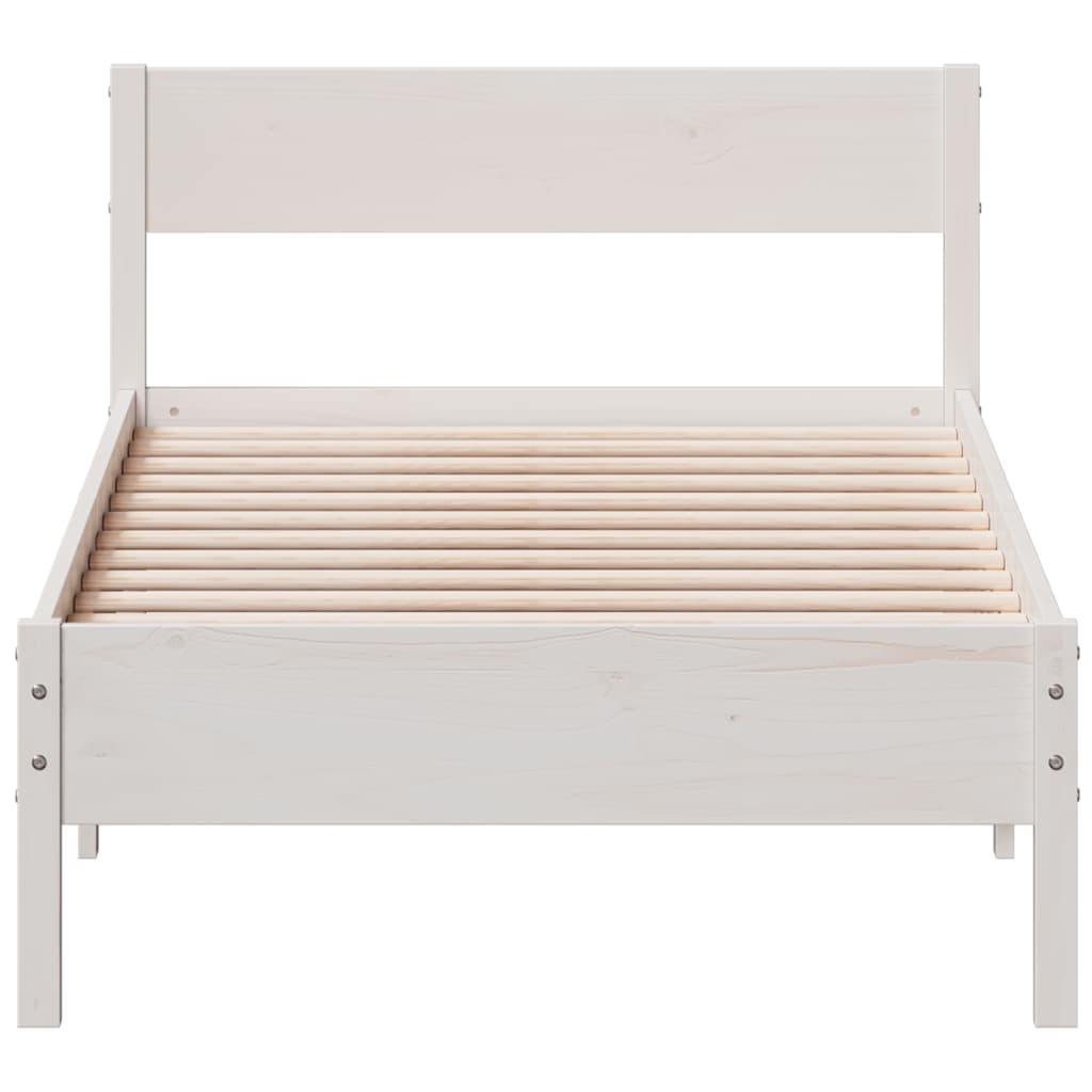 Solid wood bed without mattress white 100x200 cm pinewood