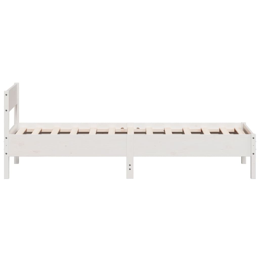 Solid wood bed without mattress white 100x200 cm pinewood