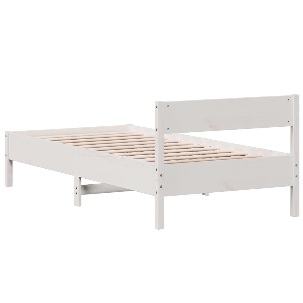 Solid wood bed without mattress white 100x200 cm pinewood