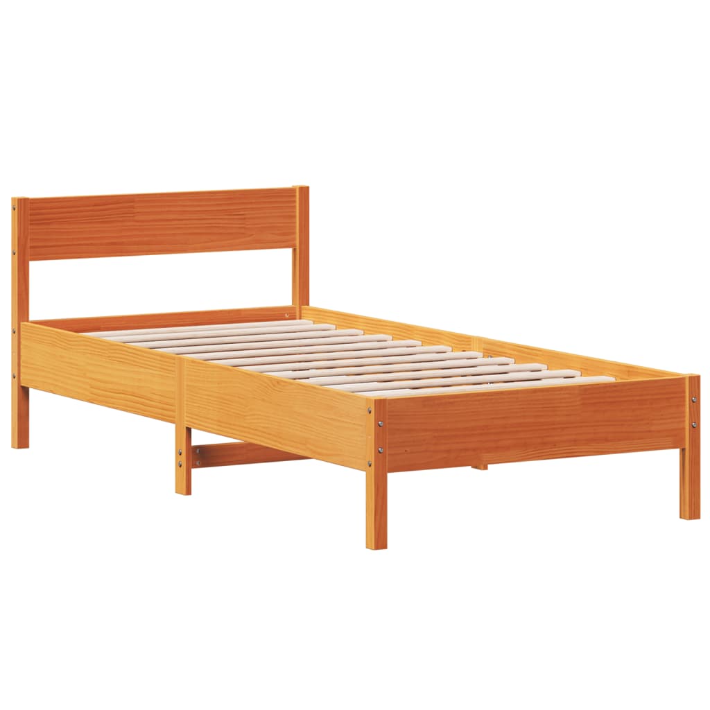 Solid wood bed without mattress wax brown 100x200 pinewood