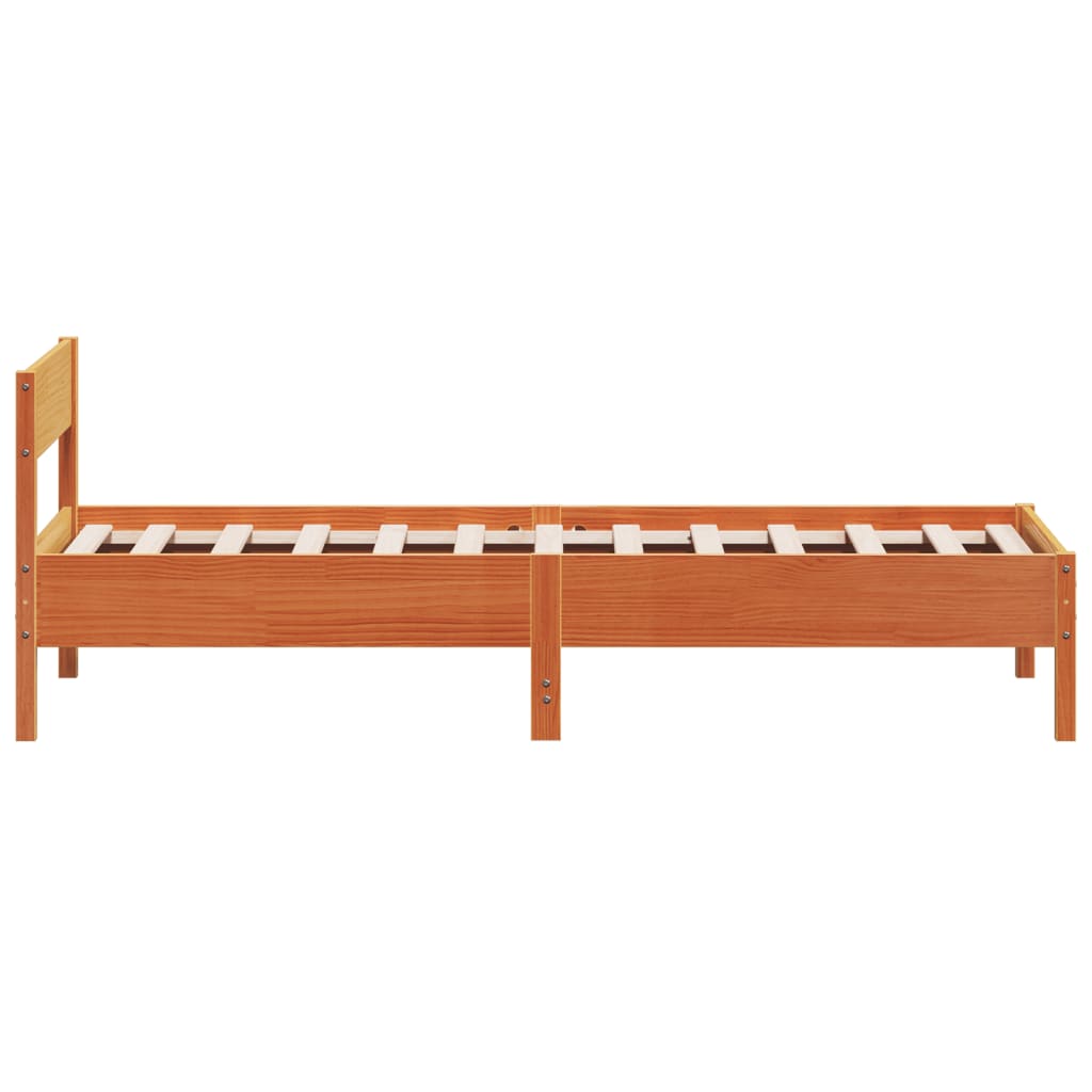 Solid wood bed without mattress wax brown 100x200 pinewood