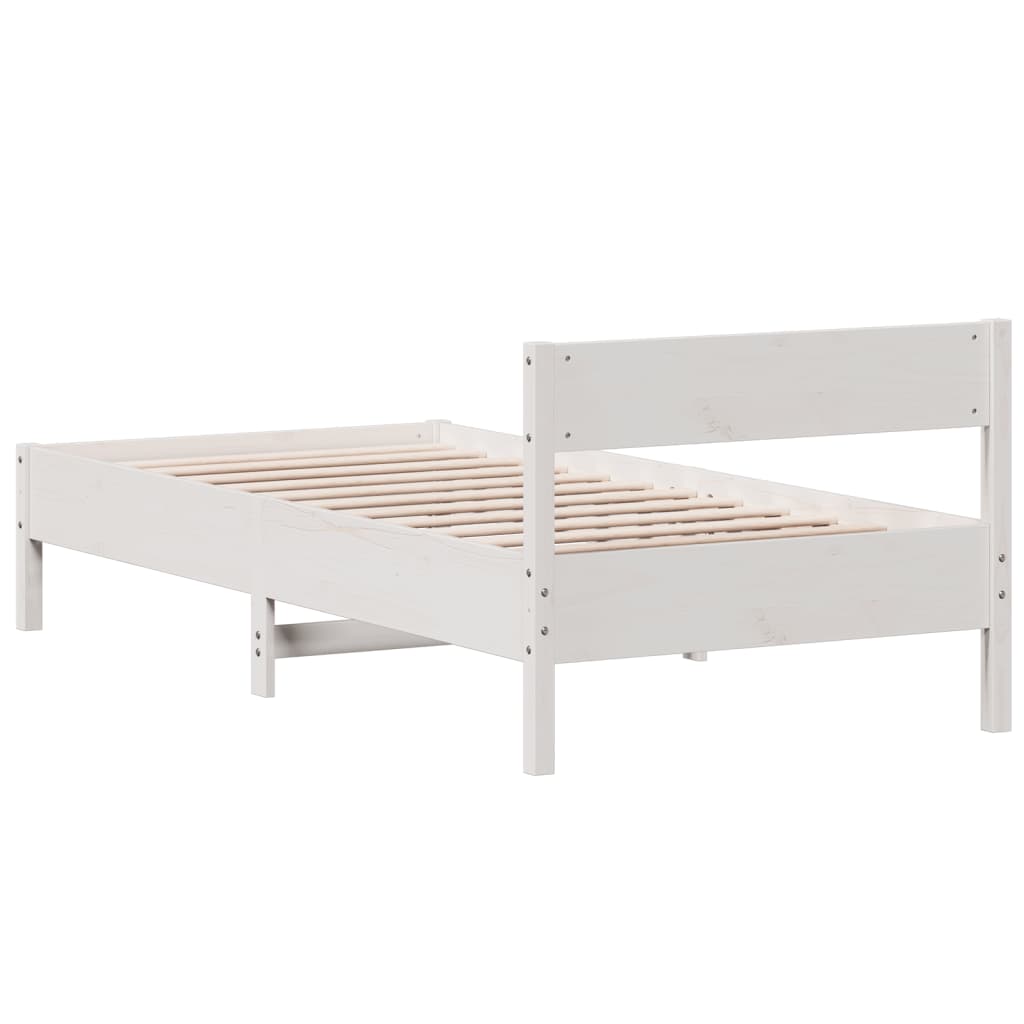 Solid wood bed without mattress white 90x200 cm pinewood