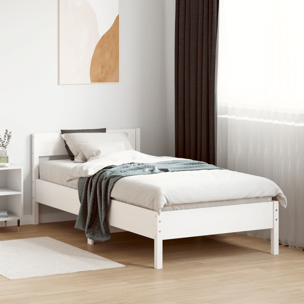 Solid wood bed without mattress white 90x200 cm pinewood