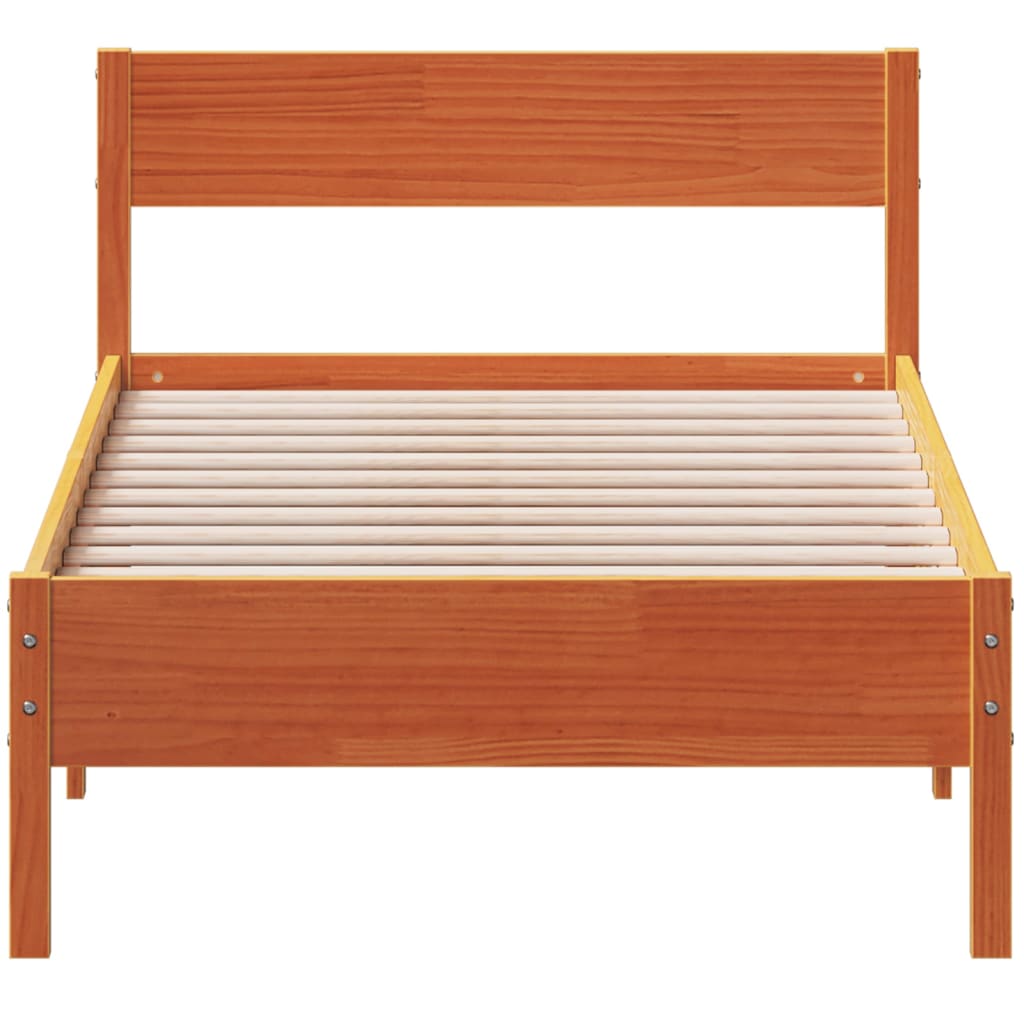 Solid wood bed without mattress wax brown 90x200 pinewood