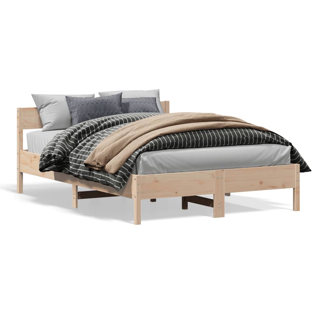 Solid wood bed without mattress 140x190 cm pinewood