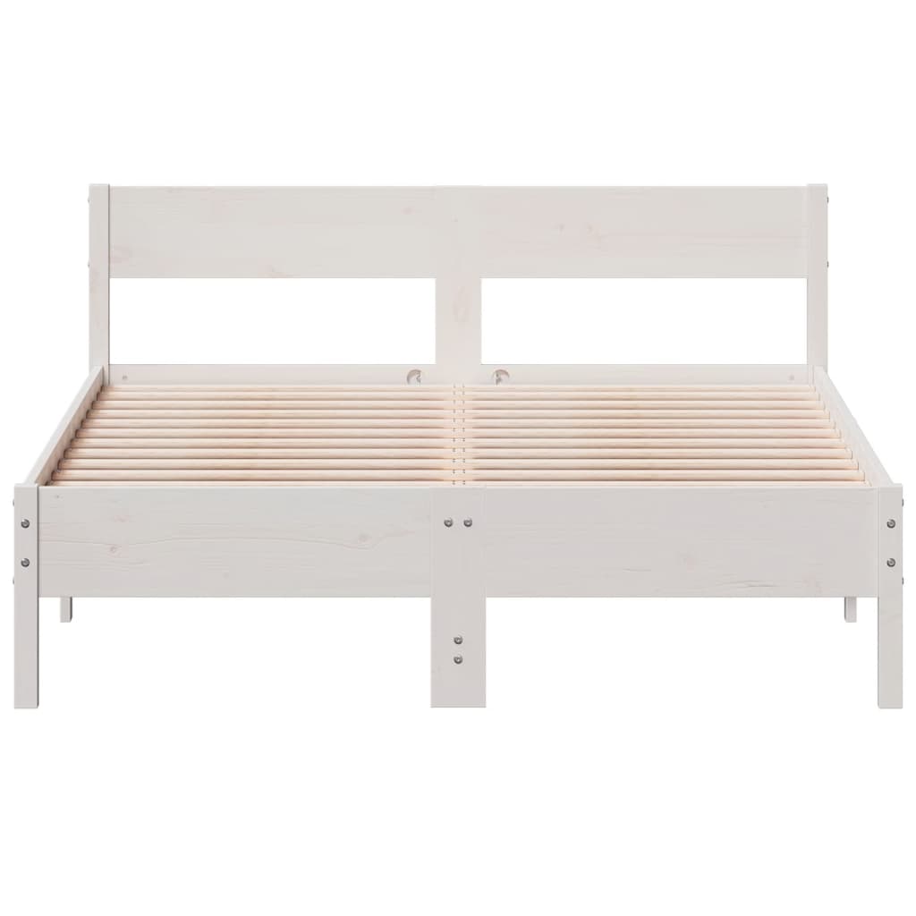 Solid wood bed without mattress white 140x190 cm pinewood