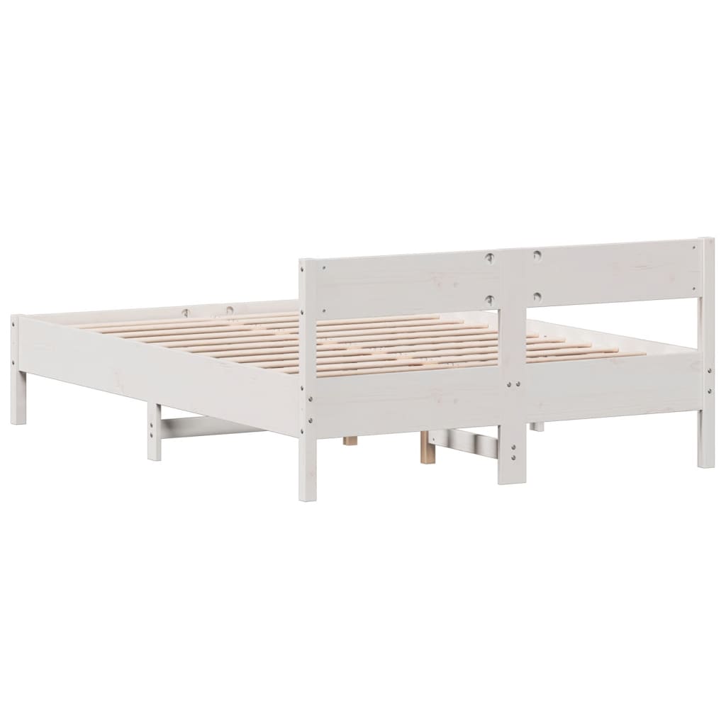 Solid wood bed without mattress white 140x190 cm pinewood