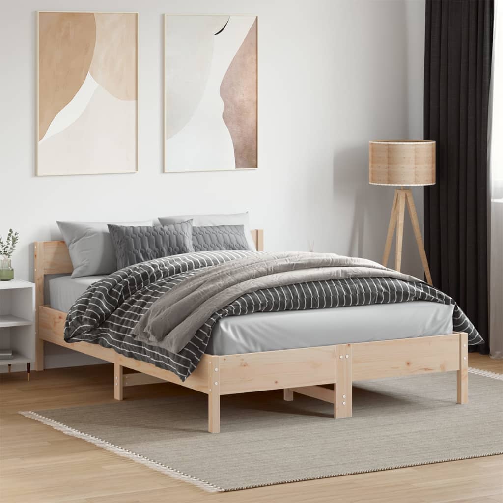 Solid wood bed without mattress 135x190 cm pinewood