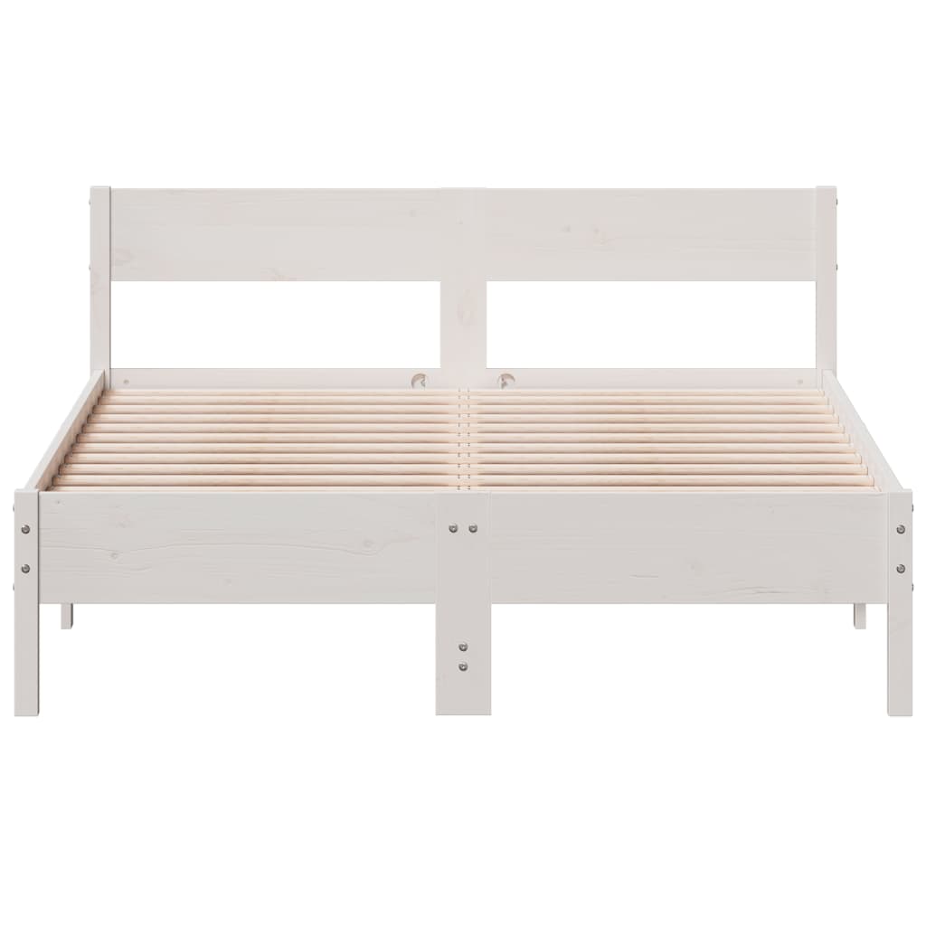 Solid wood bed without mattress white 135x190 cm pinewood