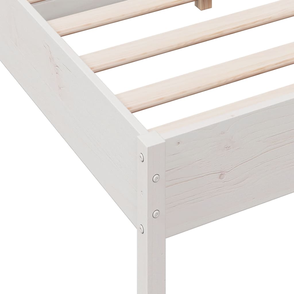 Solid wood bed without mattress white 135x190 cm pinewood