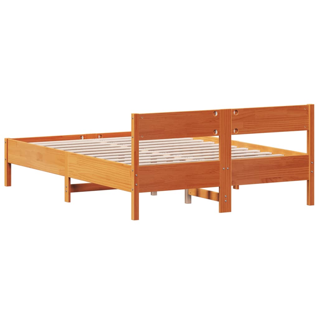 Solid wood bed without mattress wax brown 120x190 cm pinewood