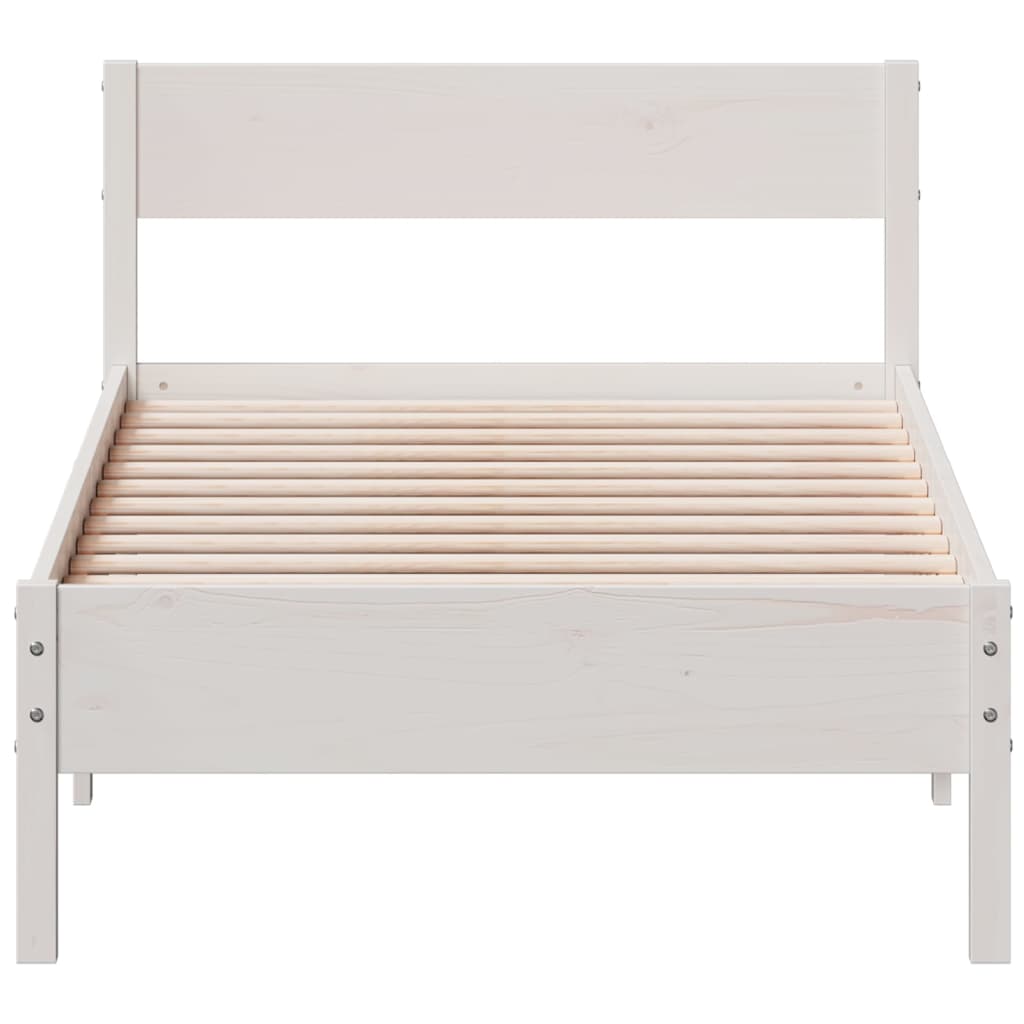 Solid wood bed without mattress white 90x190 cm pinewood