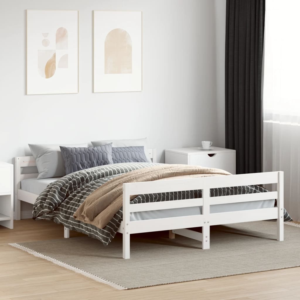 Solid wood bed without mattress white 120x200 cm pinewood