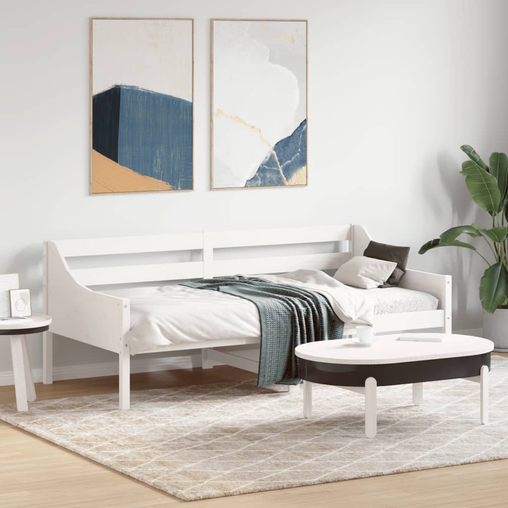 Daybed without mattress white 90x190 cm solid pine wood