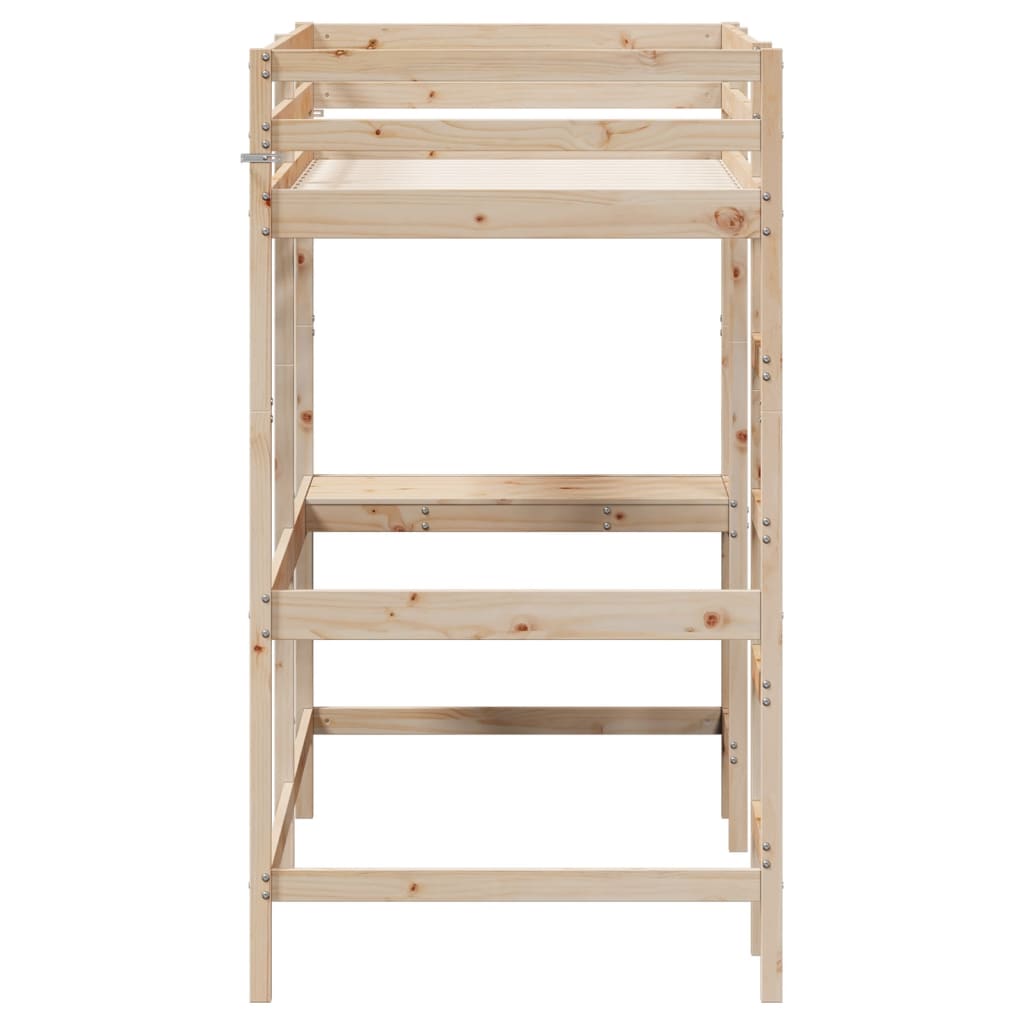 Loft bed with desk 100x200 cm solid pine wood