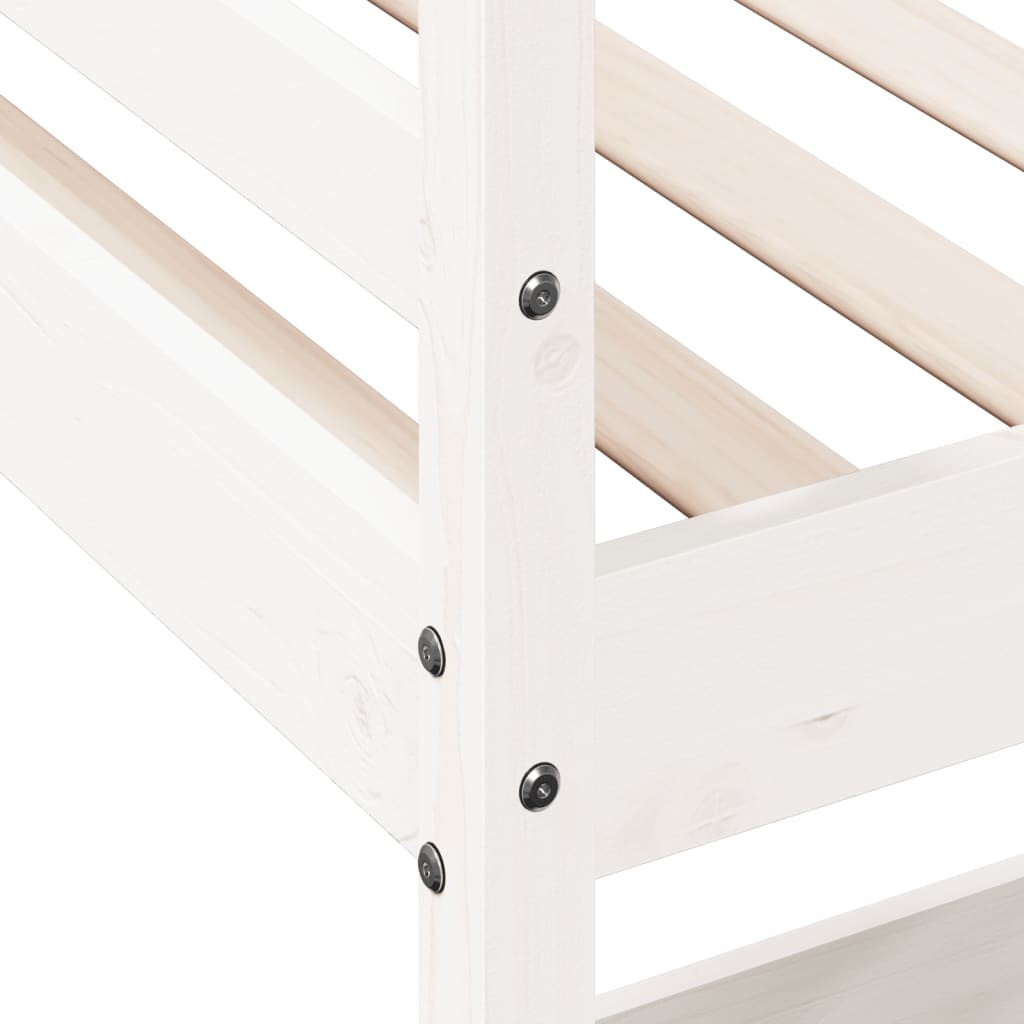 Loft bed with desk white 90x200 cm solid pine wood