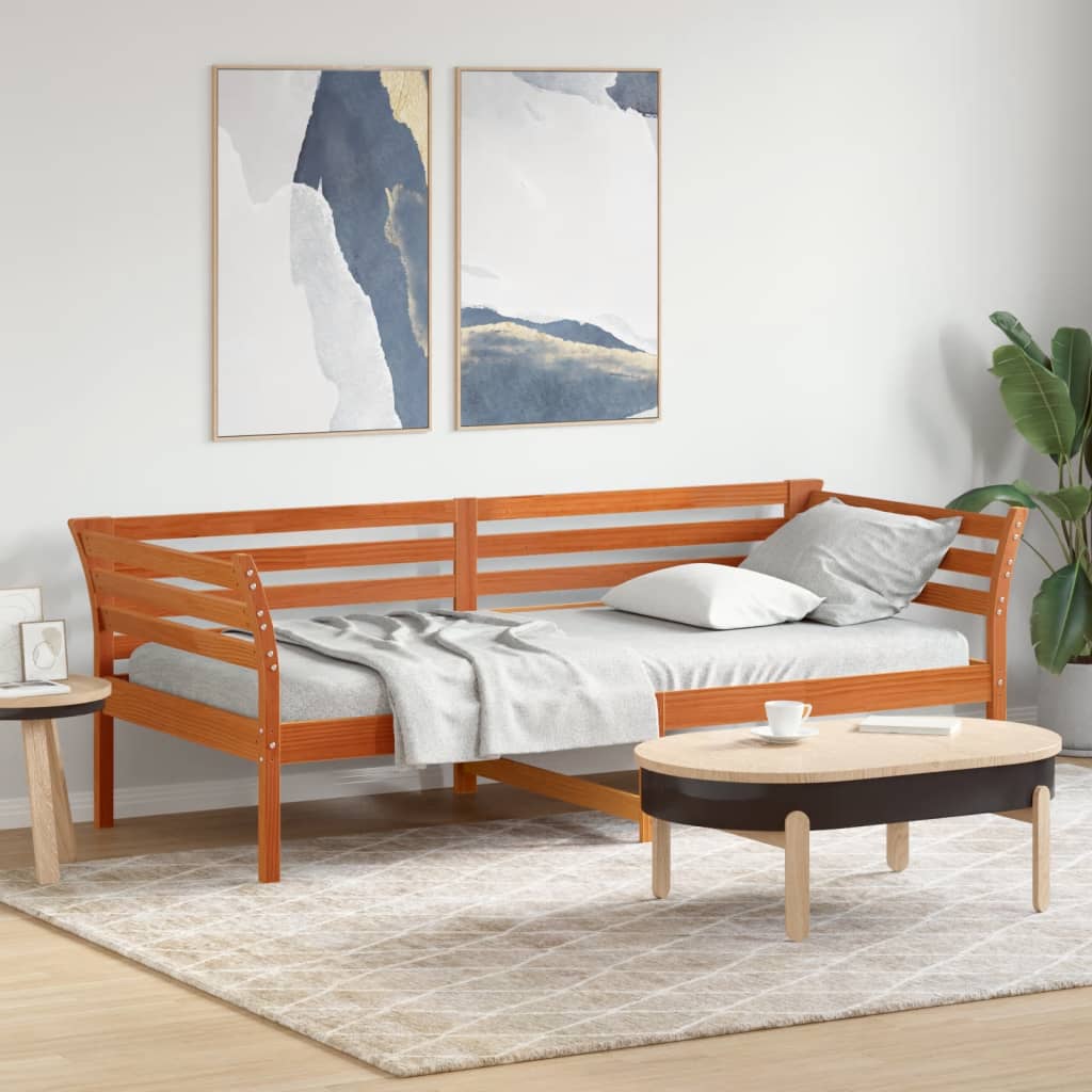 Daybed without mattress wax brown 100x200 cm solid pine wood