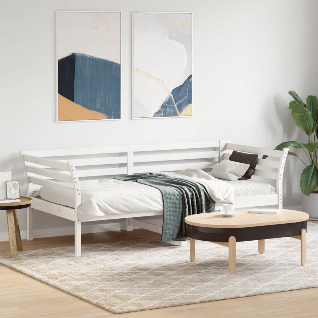 Daybed without mattress white 90x190 cm solid pine wood