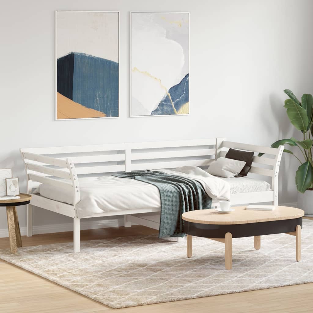 Daybed without mattress white 75x190 cm solid pine wood