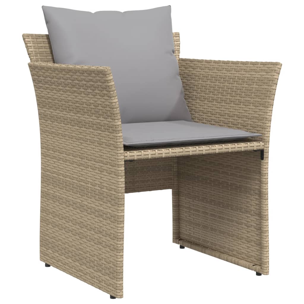 Garden Chair with Footstool Beige Poly Rattan