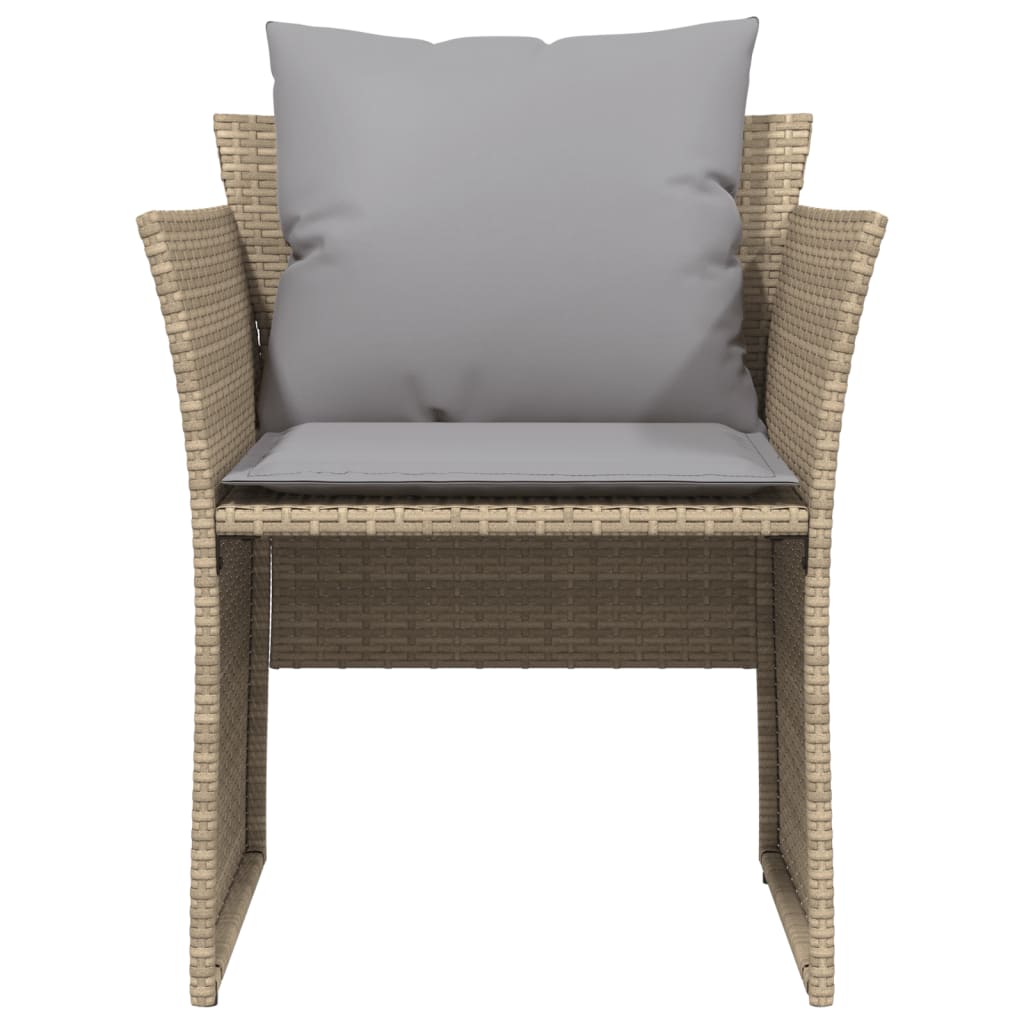 Garden Chair with Footstool Beige Poly Rattan