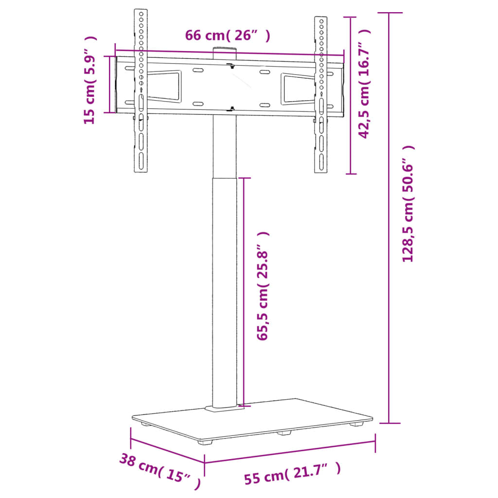 TV Corner Stand with 1 Shelf for 32-65 Inch Black