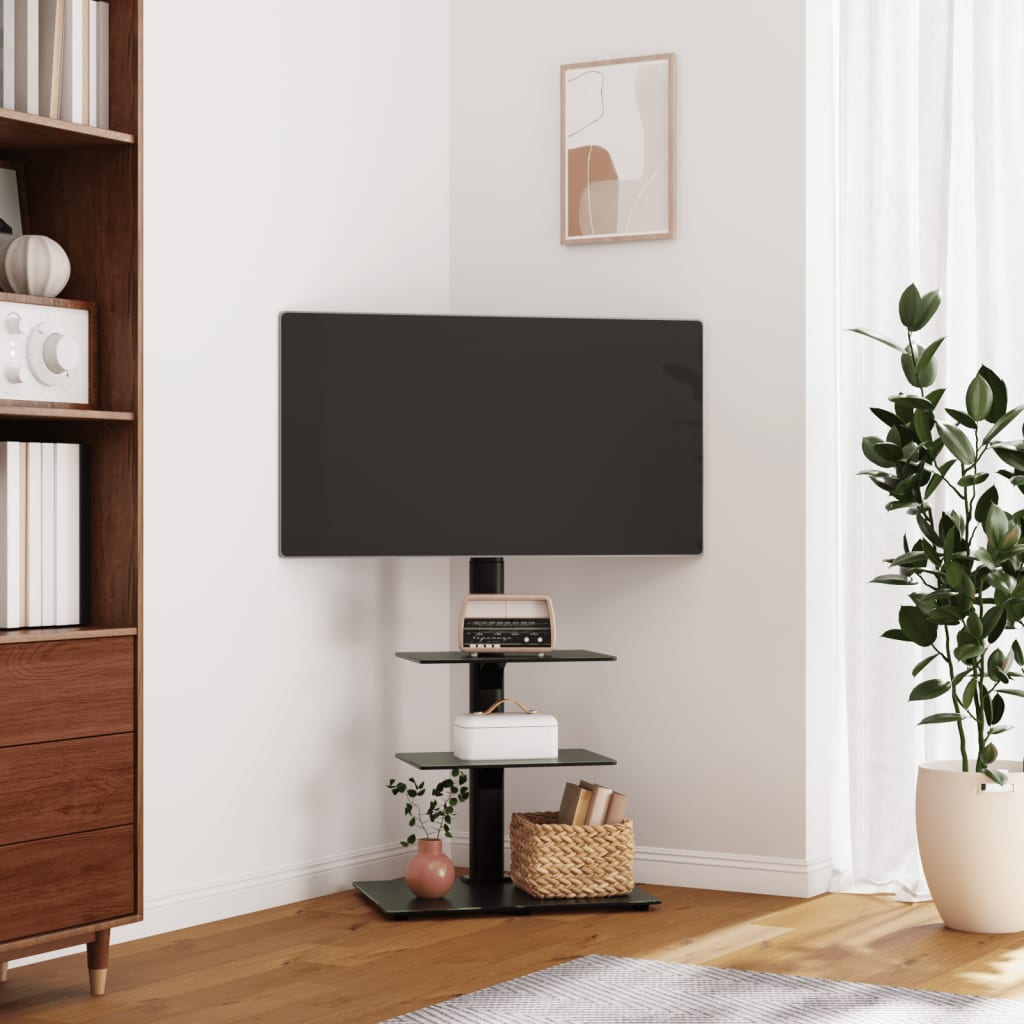 TV Corner Stand with 3 Shelves for 32-65 Inch Black