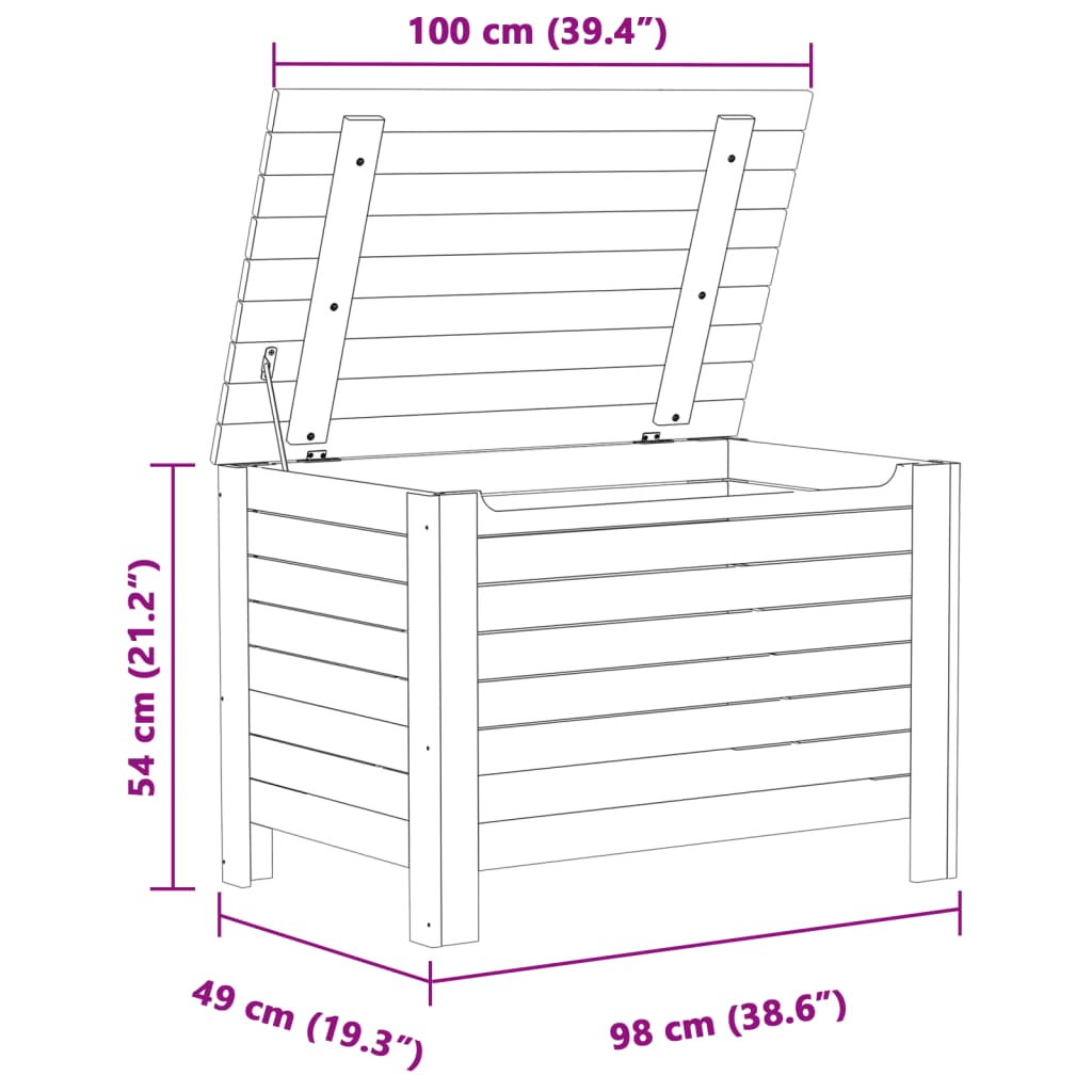 Chest with lid RANA 100x49x54 cm solid pine wood