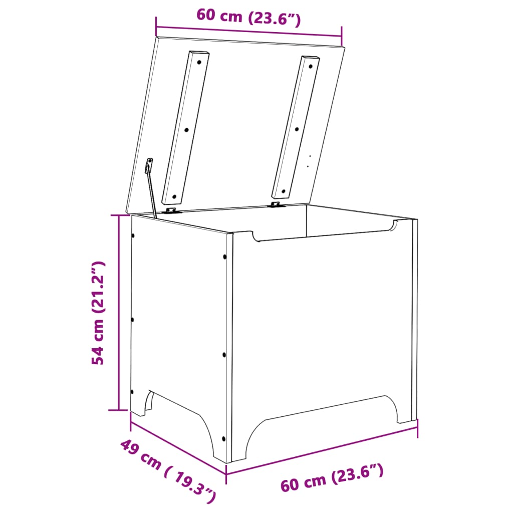 Chest with lid RANA 60x49x54 cm solid pine wood