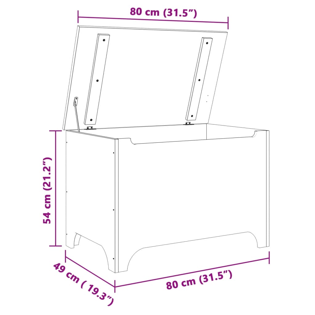 Chest with lid RANA White 80x49x54 cm solid pine wood