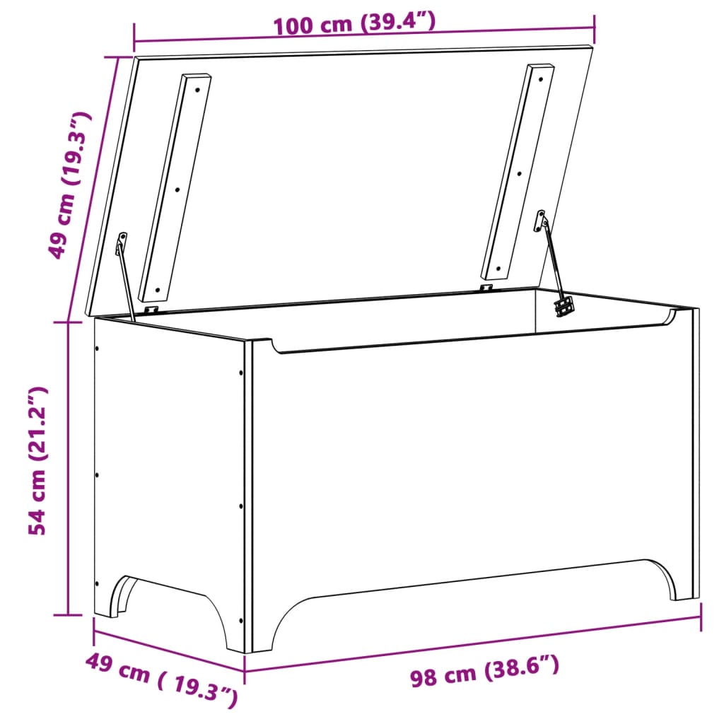 Chest with lid RANA White 100x49x54 cm solid pine wood