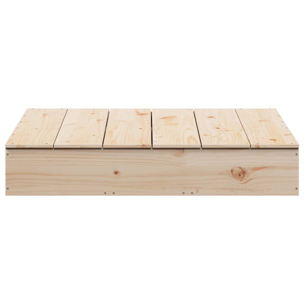 Sandpit with lid 111x111x19.5 cm solid pine wood