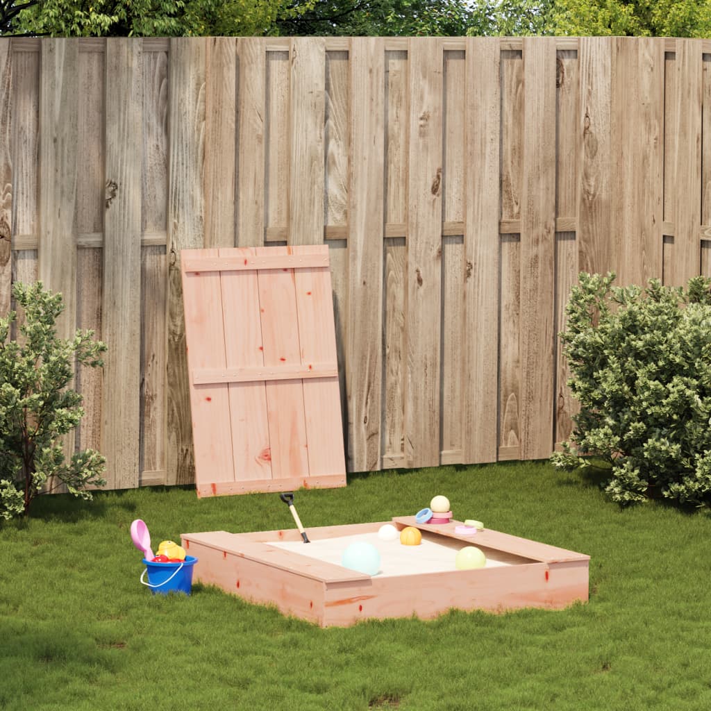 Sandpit with lid 111x111x19.5 cm solid wood Douglas fir