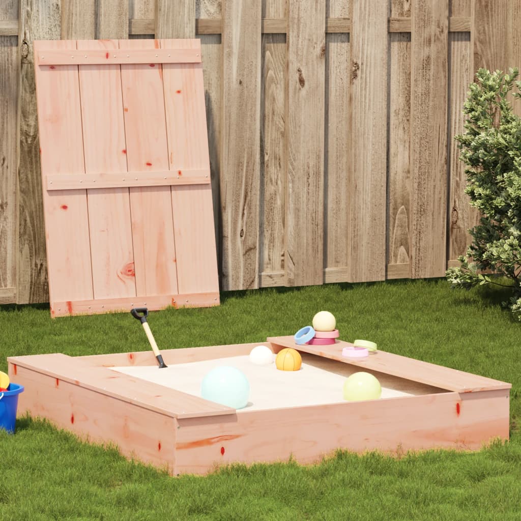 Sandpit with lid 111x111x19.5 cm solid wood Douglas fir