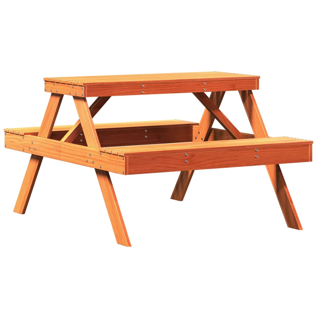 Picnic table wax brown 105x134x75 cm solid pine wood