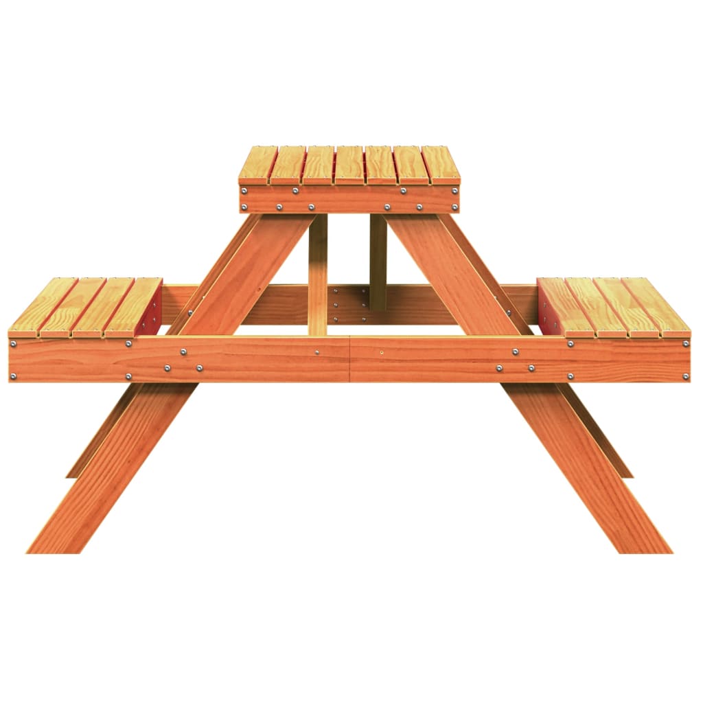 Picnic table wax brown 105x134x75 cm solid pine wood